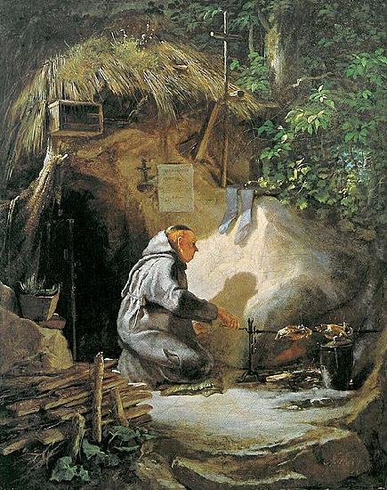 Carl Spitzweg Eremit Huhnchen bratend china oil painting image